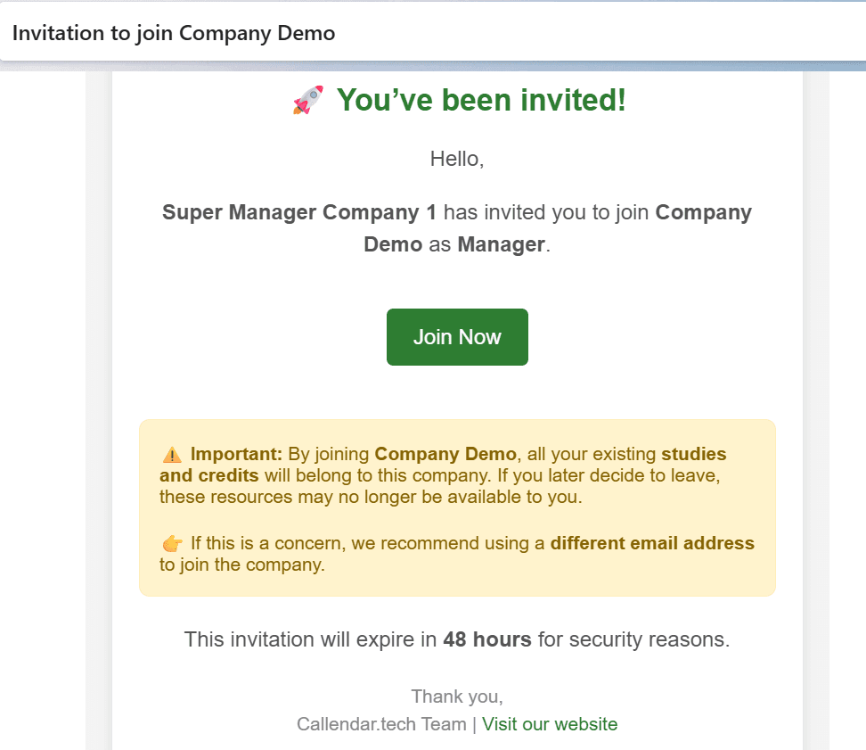 Accept company invitation